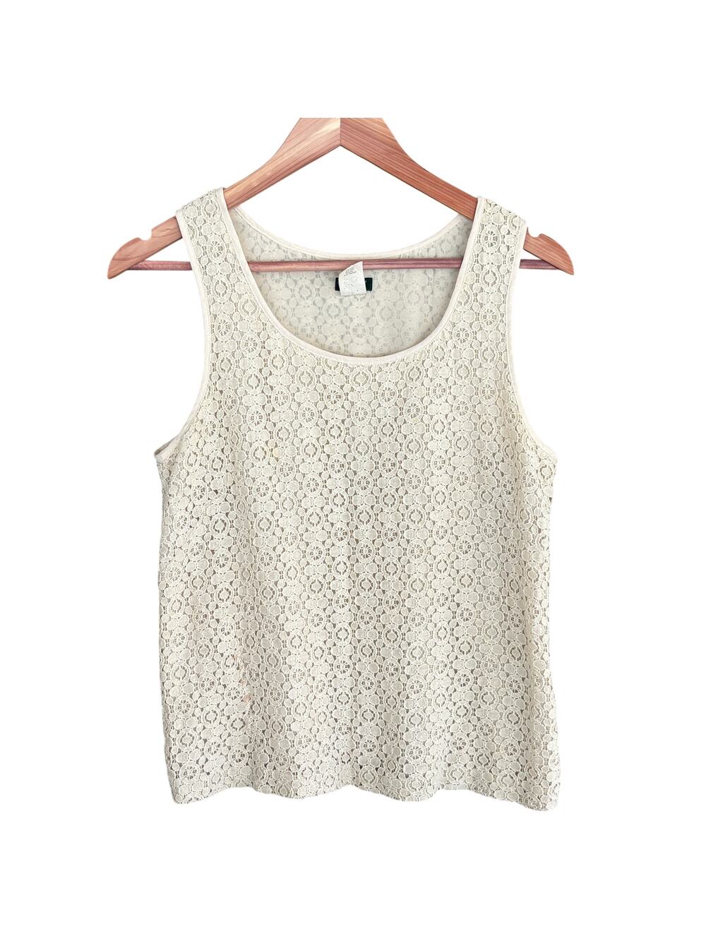 Vintage J Crew Lace Tank Top S 4 Cream White Prairie Western Boho Festival